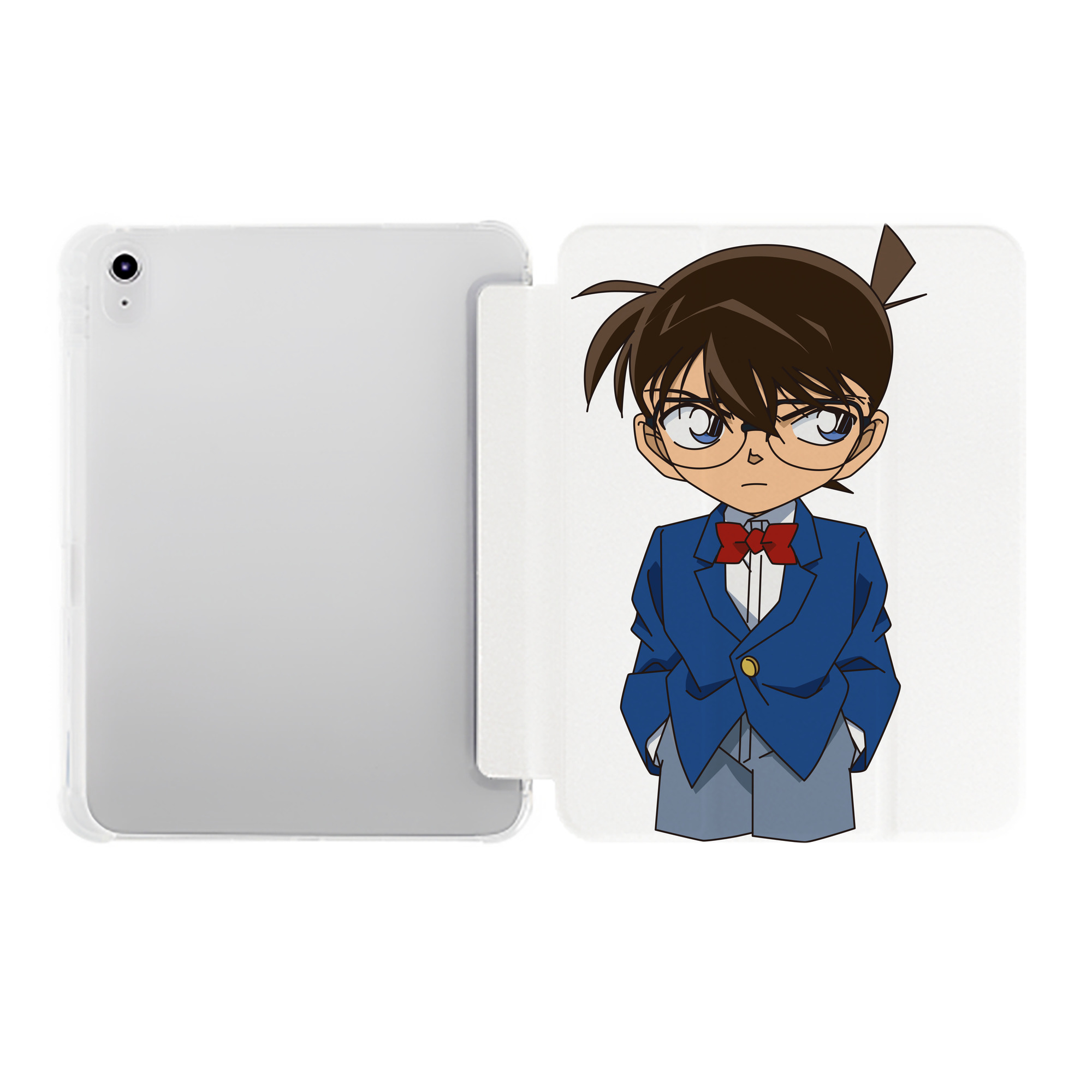 （画像用） 名探偵コナン 江戸川 コナン Detective Conan Conan Edogawa IPad ケース ペン収納付き 三つ折りスタンド PUレザー×シリコン 対応機種9.5/10.5/10.9インチ